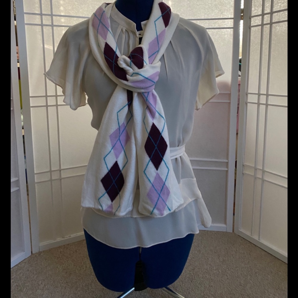 Knit argyle pattern rectangle scarf